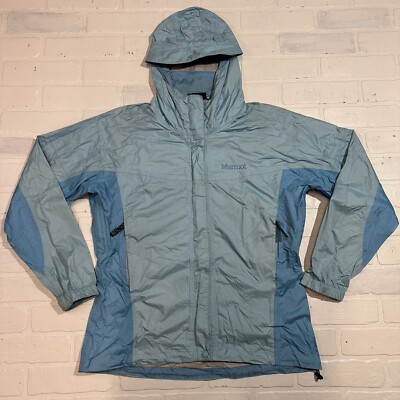 Marmot Precip Rain Jacket Womens M Blue Windbreaker Full Zip