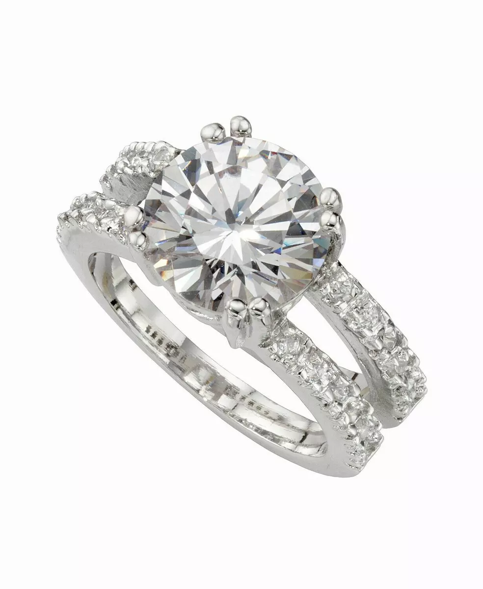 Charter Club Ring Set Silver Tone Cubic Zirconia Engagement 6 3 8