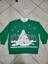Vintage Ugly Christmas Sweatshirt Nutcracker XL Snow Tree Cardinals Birds