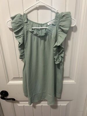 Blu Pepper Flutter Sleeve Blouse Top Size Large NWT Mint