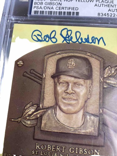 Bob Gibson signiertes Goldschild HOF Postkarte gelbe Kardinäle Autogramm PSA/DNA - Bild 3 von 4