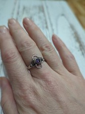 Sterling Silver .925 Purple Amethyst Flower Ring Size 9