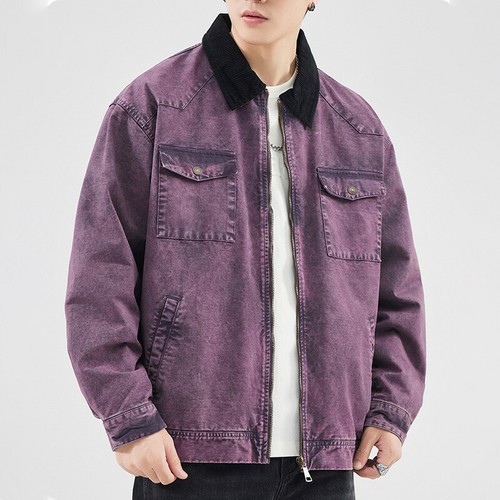 Japanese-style Retro Casual Polo Collar Workwear Khaki Coat