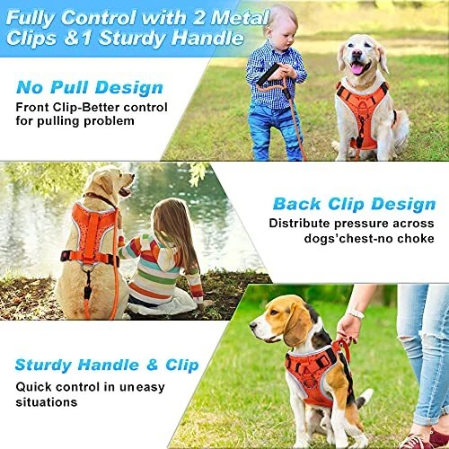 Dog Harness No Pull, Dog Vest Harness with Dog S (Chest: 19.7-23.6") Orange