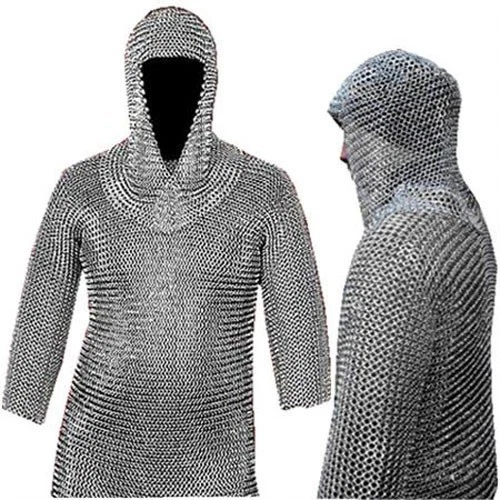 Museum Replica Handmade Medieval Chain Mail Shirt Coif Set NEW