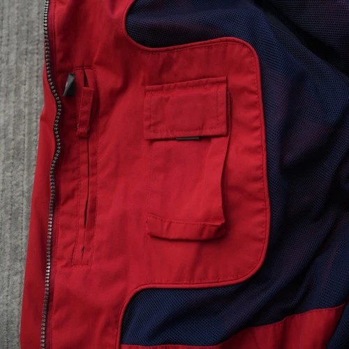 GH Bass Jacket Men Full ZIp Broken Hoodie Windbreaker Red Pockets Nylon 2XL image 5