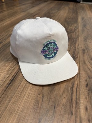 Vintage 1992 Pufferbilly Days Boone Iowa Treasure SnapBack Hat White Purple Cap