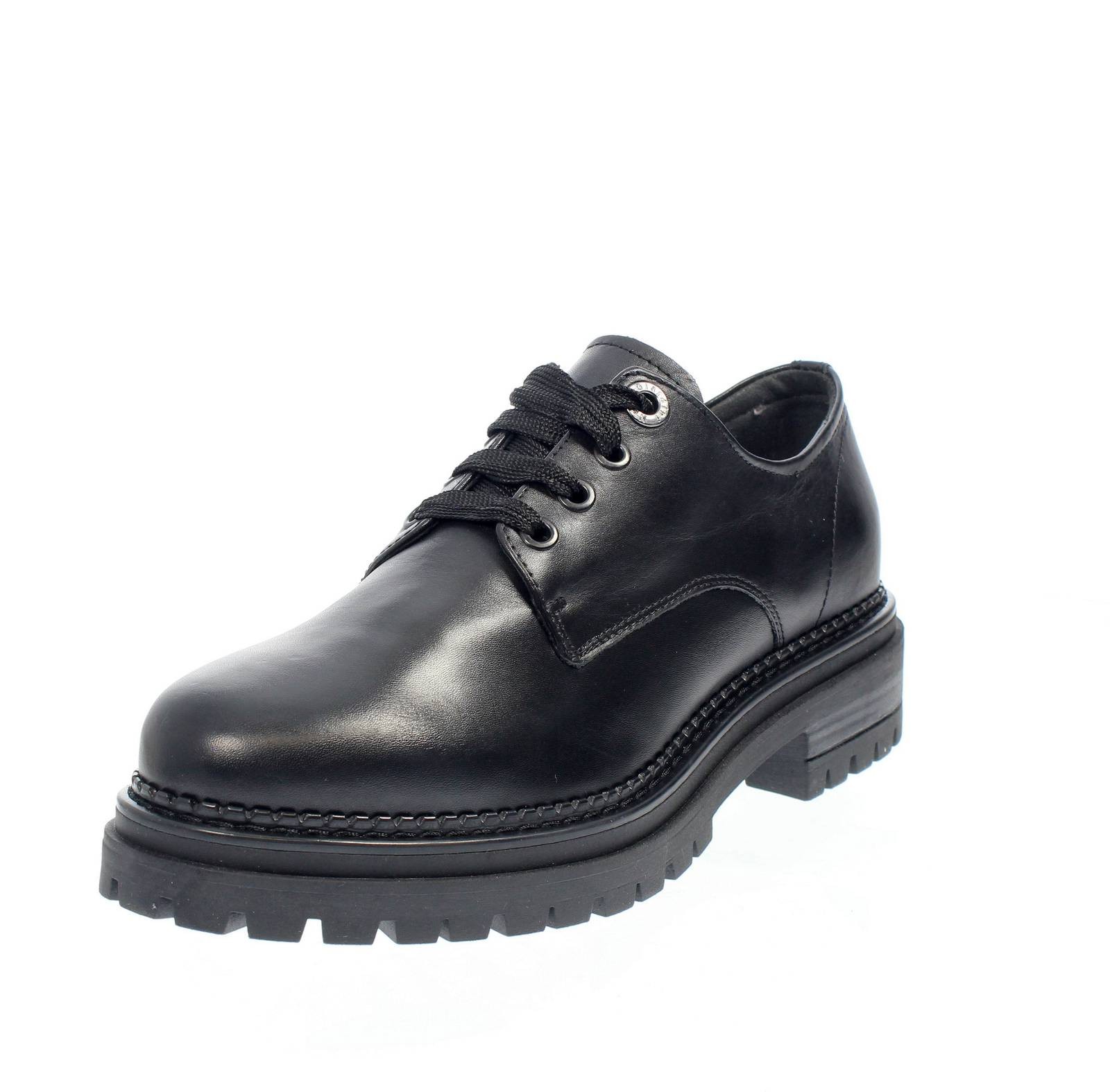 Nerogiardini Stringate Carrarmato aus schwarzem Leder - Gre 37 237 cm Schuhe 26190₽