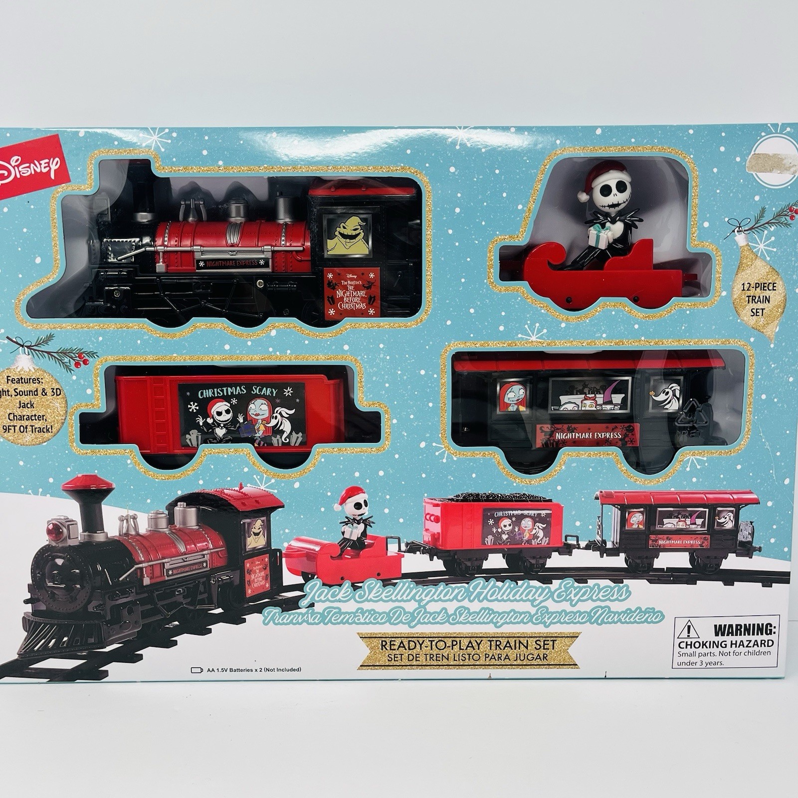 Disney Nightmare Before Christmas Jack & Sally Zero Holiday 12 Piece Train Set