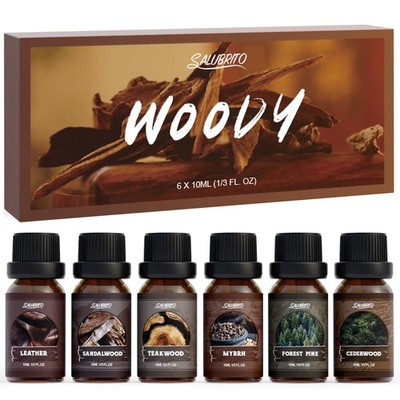 SALUBRITO Holz Ätherische Öle Set, Naturrein Aromatherapie Hölzern Duftöl für