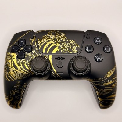 Custom PS5 Pro Controller   Black Gold Wave | TMR | 4 Paddels | Click Trigger
