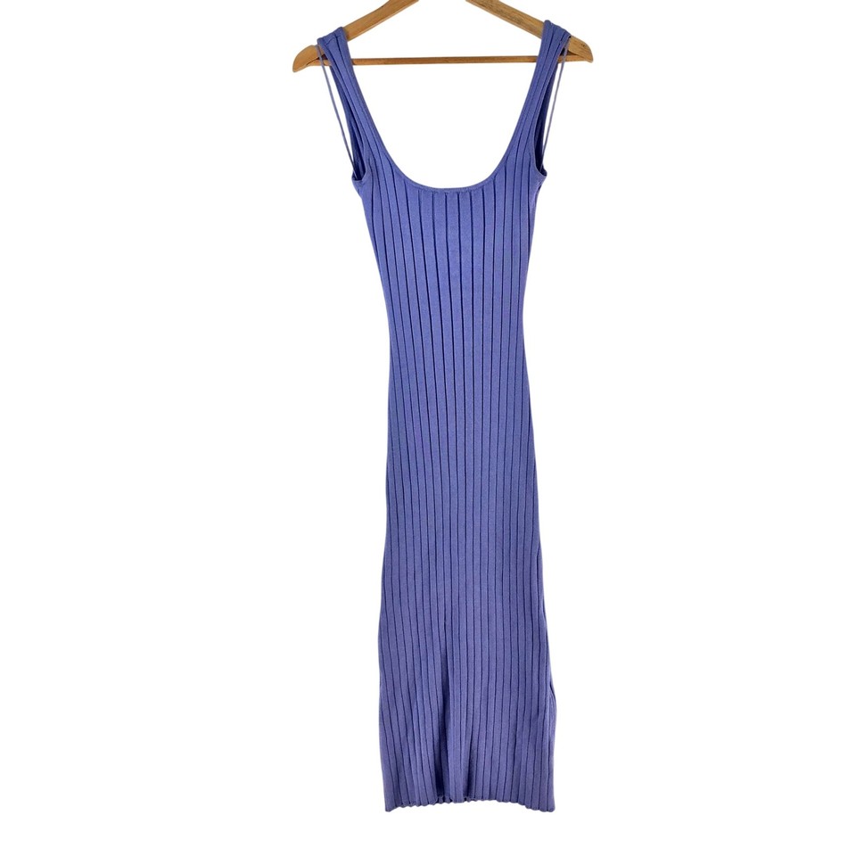 Glassons Dress Womens S Purple Scoop Neck Strappy Rib Knit Cut Out Midi 136619