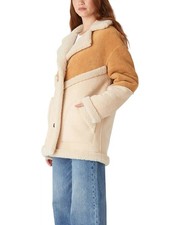 Blank Nyc Faux Suede And Shepra Coat Women Size Large Color Tan/Ivory NEW!!