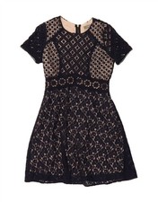 OASIS Womens A-Line Dress UK 10 Small  Navy Blue Floral Polyamide DF06