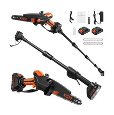 2-in-1 Cordless Electric Pole Saw for Tree Trimming, 8 Inch Chainsaw with 2 x...