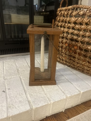 Vintage Wood Lantern Rustic Hurricane Lamp
