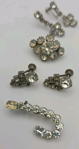 Vintage Strass Retro Schmuck Set Silberfarben Glam Gemischt Tragbar Geschenk Wiederverkauf - Bild 13 von 20