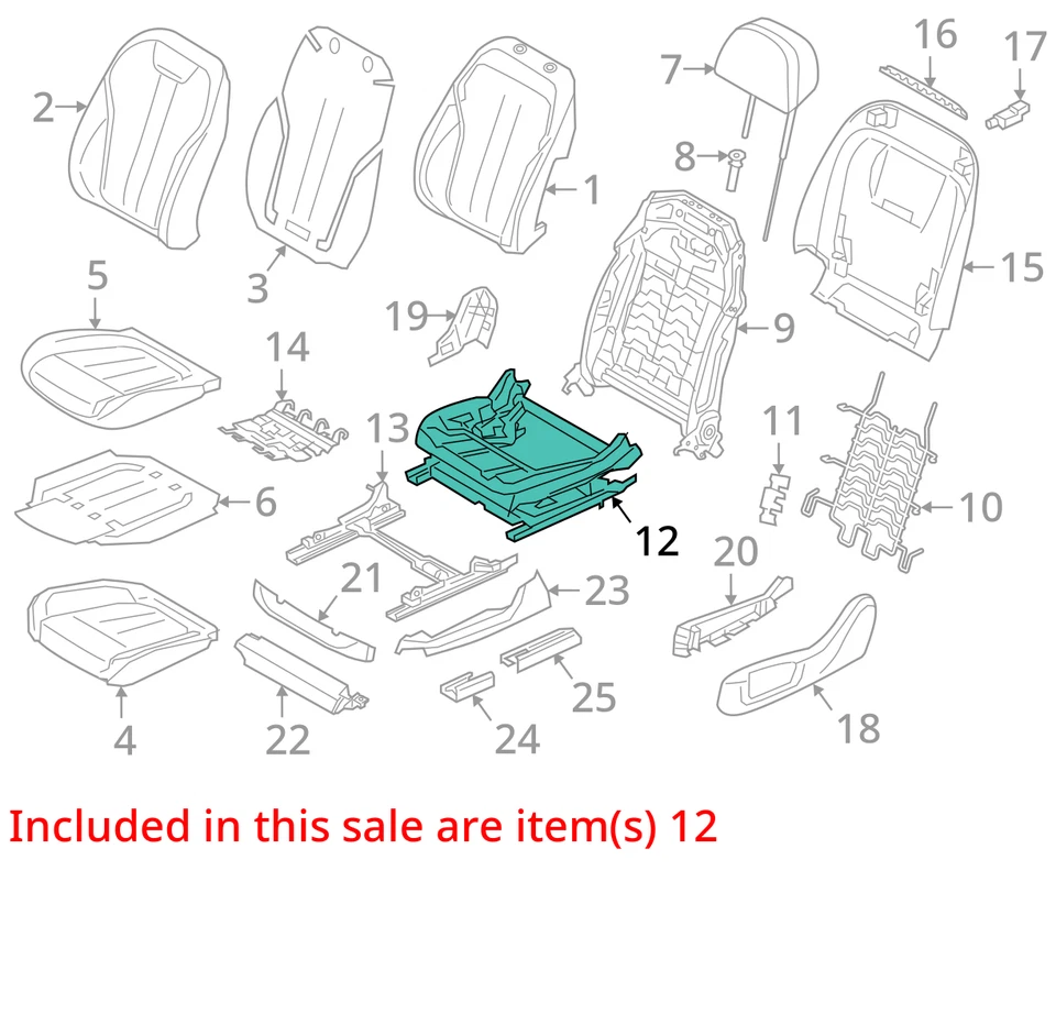 BMW M760I 2017-2020 COJÍN ASIENTO SUPERIOR DELANTERO IZQUIERDO CUERO NEGRO CON BOLSA MASAJE Foto 3 de 4