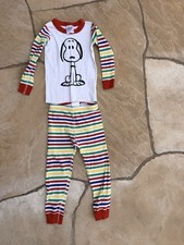 Gently Used Hanna Andersson Snoopy Pajamas Size 100 4 Rainbow Stripes