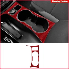 Red Carbon Fiber Interior Cup Holder Frame Cover Trim For Ford Escape 2013-2016