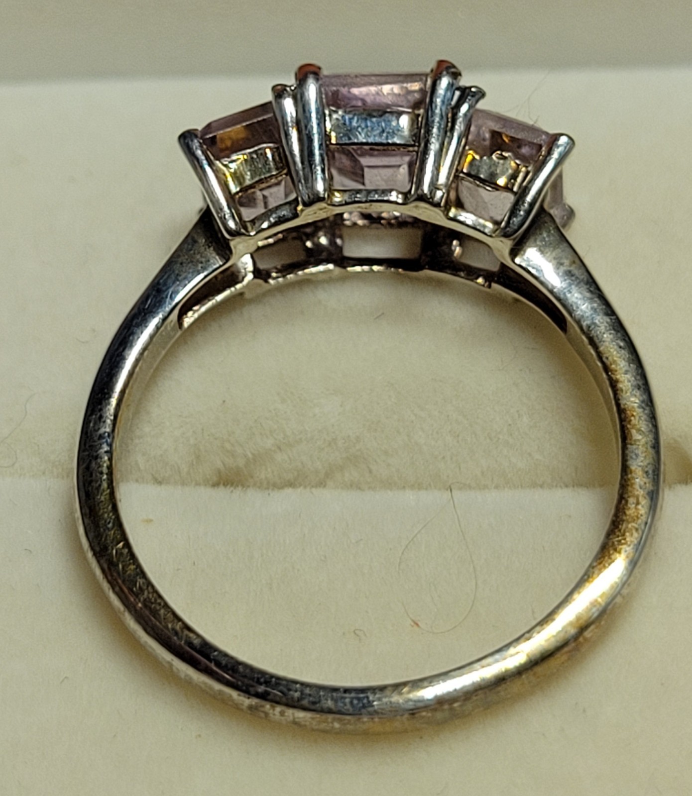 Sterling silver three-stone (trilogy) ring with e… - image 3