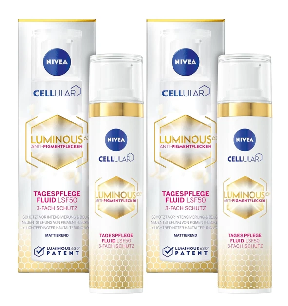 2 x Nivea Cellular Luminous 630 Anti-Pigmentflecken Fluid LSF50 je 40ml