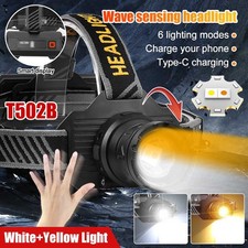 10000lm Sensor Whiteyellow Laser Lep Headlamp Zoom Head Torch Usb Charging Lamp