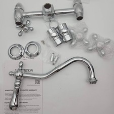 Kingston Heritage Wall Mount Kitchen Faucet KS1241AX Chrome Bridge Vintage Style