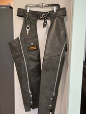 Heavy duty Leather Motorcycle riding Chaps American Made By Chaps Bags, No Size