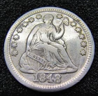 1848 Seated Liberty Half Dime - Medium Date - Philadelphia - F-VF Det. - Cleaned