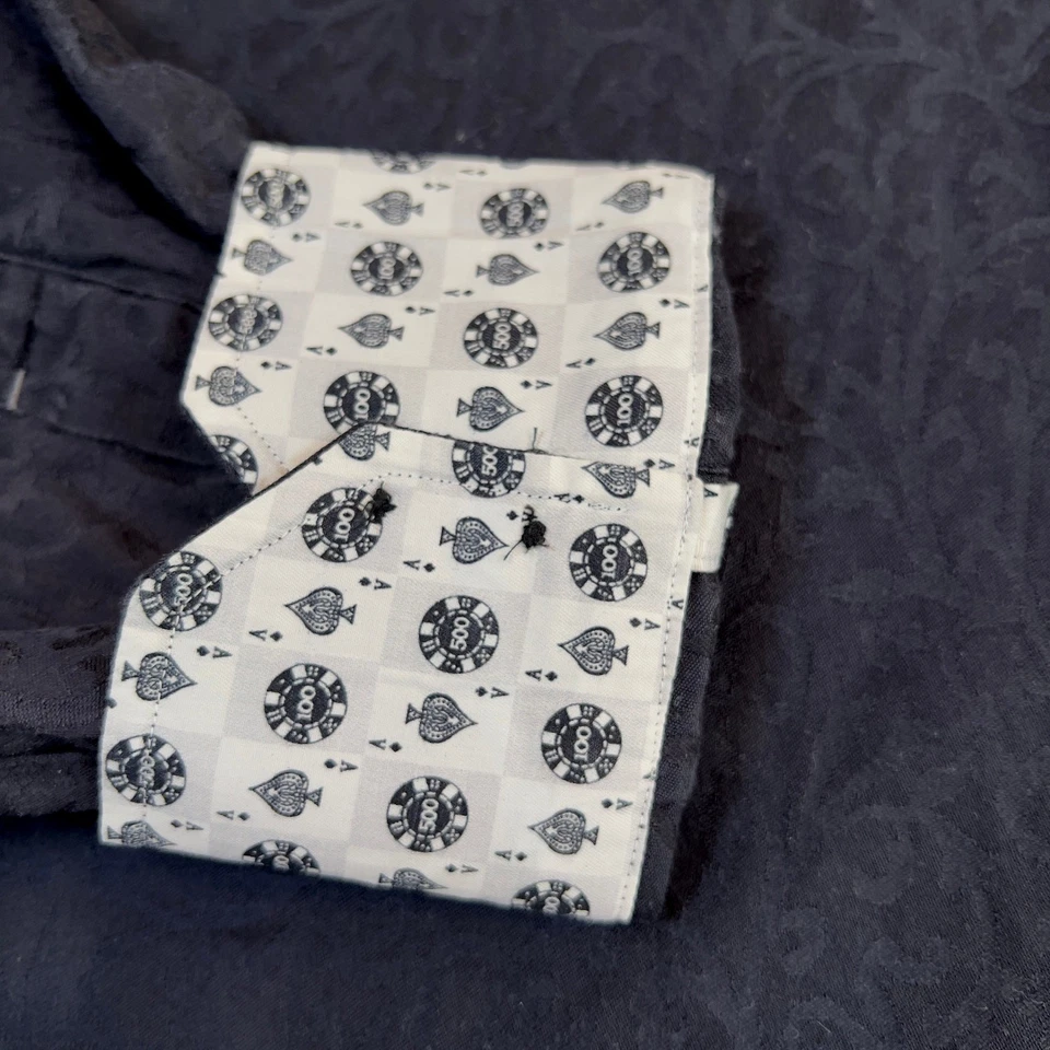 Camisa de manga larga Robert Graham para hombre negra fichas de póker puño abatible talla XL Foto 4 de 4