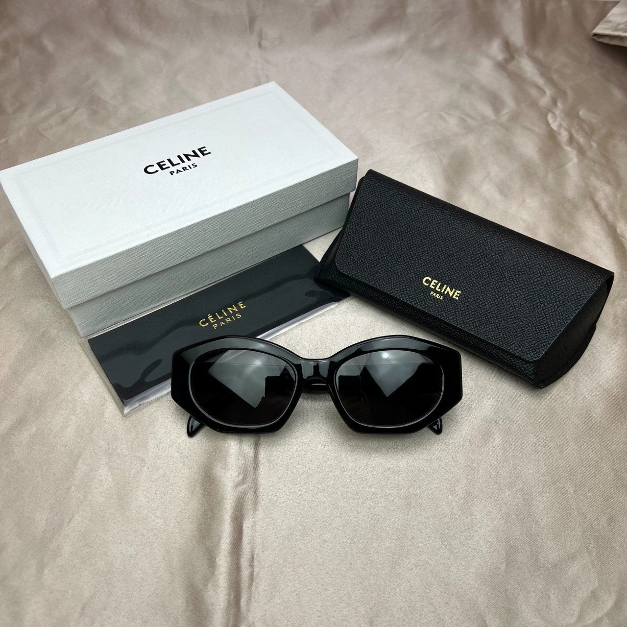 Celine Arc de Triomphe black frame silver logo CL40238U sunglasses