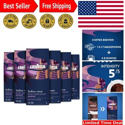 Italian Roast Ground Coffee 6 Bags of 12oz, Dark Roast, Strong and Bold Taste...