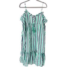 J. Crew Dress Women's XL Factory Striped Ruffle Tiered Midi Beachy AY343
