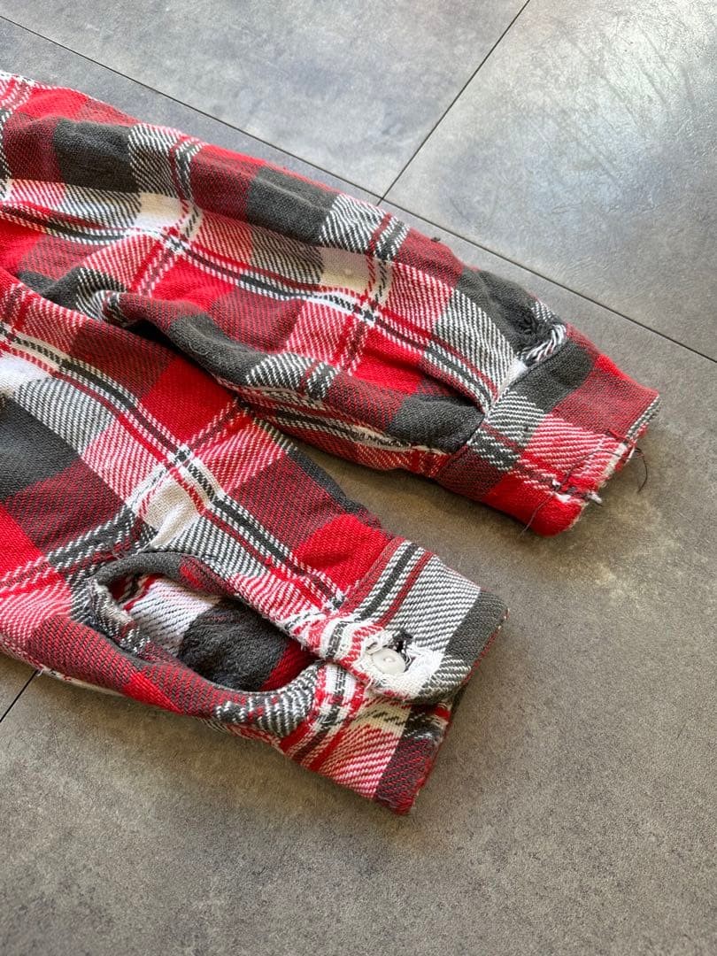 Brent Heavy Flannel Shirt Shoulder 50s Vintage Workwear Rare Gusset Distressed image 8