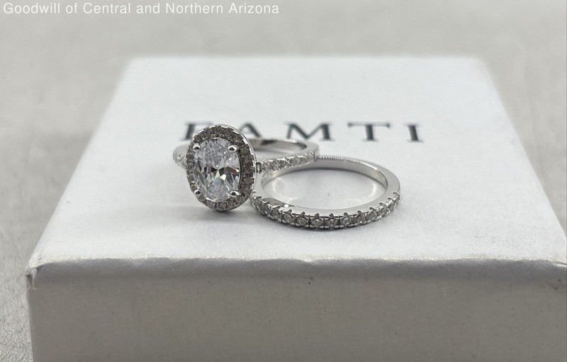 925 Sterling Silver EAMTI Cz Rings I.O.B Sizes 5.25 & 5.5 4.1g