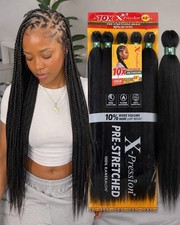 X-Pression Pre-Stretched Kanekalon Braiding Hair 48in Black 10-Pack