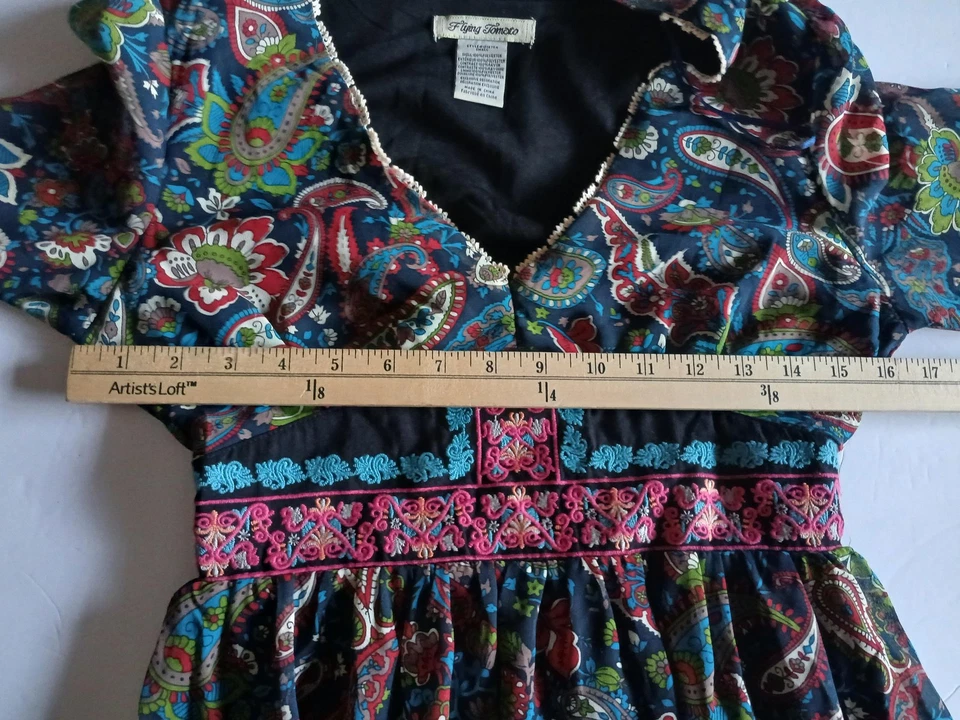 Vestido Flying Tomato Mujer Pequeño Boho Cachemira Bordado Manga Larga D12754 Foto 3 de 4
