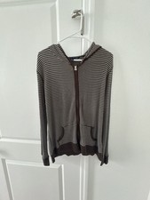 Tommy Hilfiger Striped Zip-Up Hoodie Brown White XL