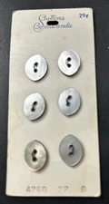 Vintage Original Card  of 6 Medium Smoky MOP /Shell Buttons #40001