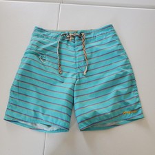 Patagonia Board Shorts Mens 28 Teal Striped Drawstring Zip Pocket STY86600SP16