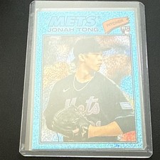 2026 Topps Heritage Jonah Tong Blue Sparkle Chrome Rookie Mets #137