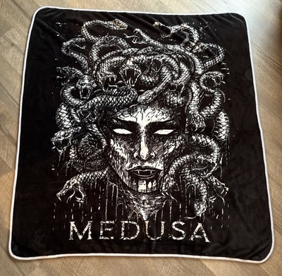 Medusa Plush Blanket Gothic Greek Black White 56 x 49 Vampire Freaks 2023