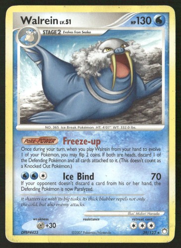 Walrein 39/123 Rare Mysterious Treasures Pokemon Damaged