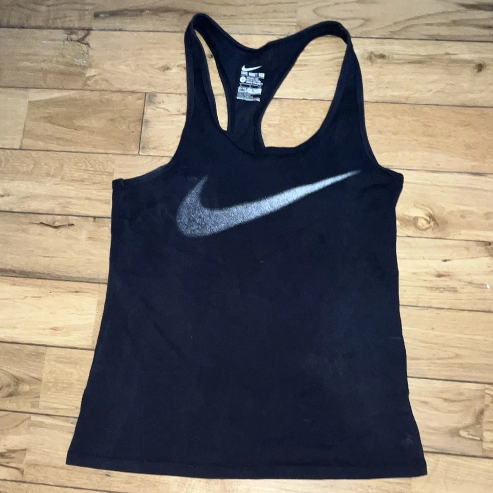 Nike Dri-Fit Women’s Black Racerback Tank Top S Breathable Athletic Fit - Image 1 of 4