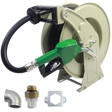Fuel Hose Reel w/AUTO Fuel Nozzle,Fuel Hose Swivel,3/4"x33FT Retractable Dies...