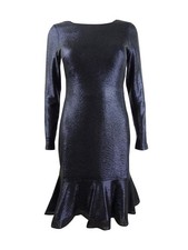 Nightway Women's Metallic Flounce Dress