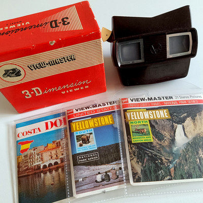 VIEW-MASTER 3D   BETRACHTER +9 BILDSCHEIBEN   VIEWER Model E + 9 REELS ! Stereo