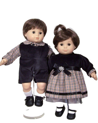 Black Plaid Romper Dress Shirt Doll Clothes For 15  Bitty Baby Twins (Debs)