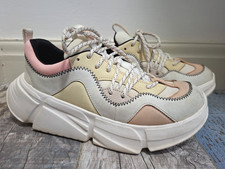 UGG Calle Lace White Beige Pink Lace Up Sneakers Trainers Size UK 5